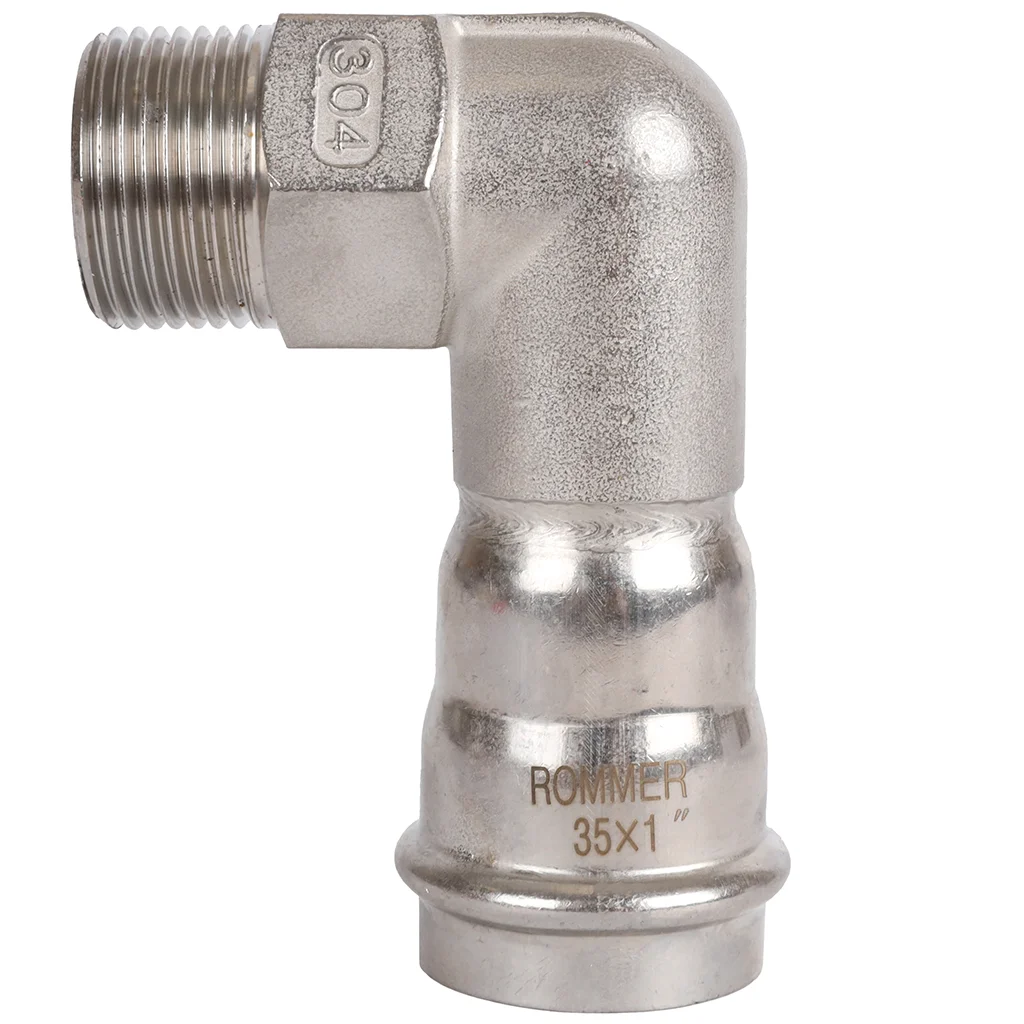 ROMMER RSS-0010-000351 ROMMER Угольник-переходник-НР, 35х1, из нержавеющей стали прессовой ROMMER RSS-0010-000351 ROMMER Угольник-переходник-НР, 35х1, из нержавеющей стали прессовой