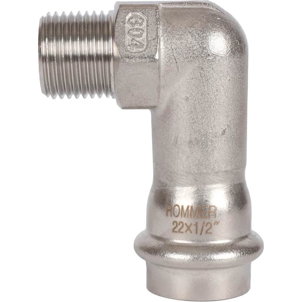 ROMMER RSS-0010-002212 ROMMER Угольник-переходник-НР, 22х1/2, из нержавеющей стали прессовой ROMMER RSS-0010-002212 ROMMER Угольник-переходник-НР, 22х1/2, из нержавеющей стали прессовой
