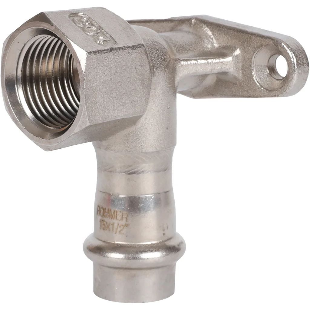 ROMMER RSS-0011-001512 ROMMER Угольник настенный с креплением-ВР, 15х1/2, из нержавеющей стали прессовой ROMMER RSS-0011-001512 ROMMER Угольник настенный с креплением-ВР, 15х1/2, из нержавеющей стали прессовой