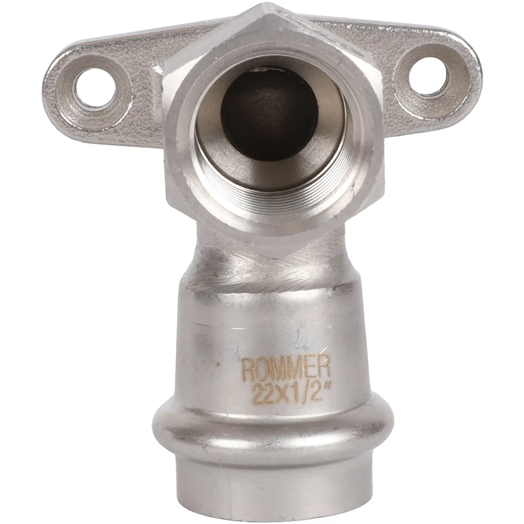 ROMMER RSS-0011-002212 ROMMER Угольник настенный с креплением-ВР, 22х1/2, из нержавеющей стали прессовой ROMMER RSS-0011-002212 ROMMER Угольник настенный с креплением-ВР, 22х1/2, из нержавеющей стали прессовой