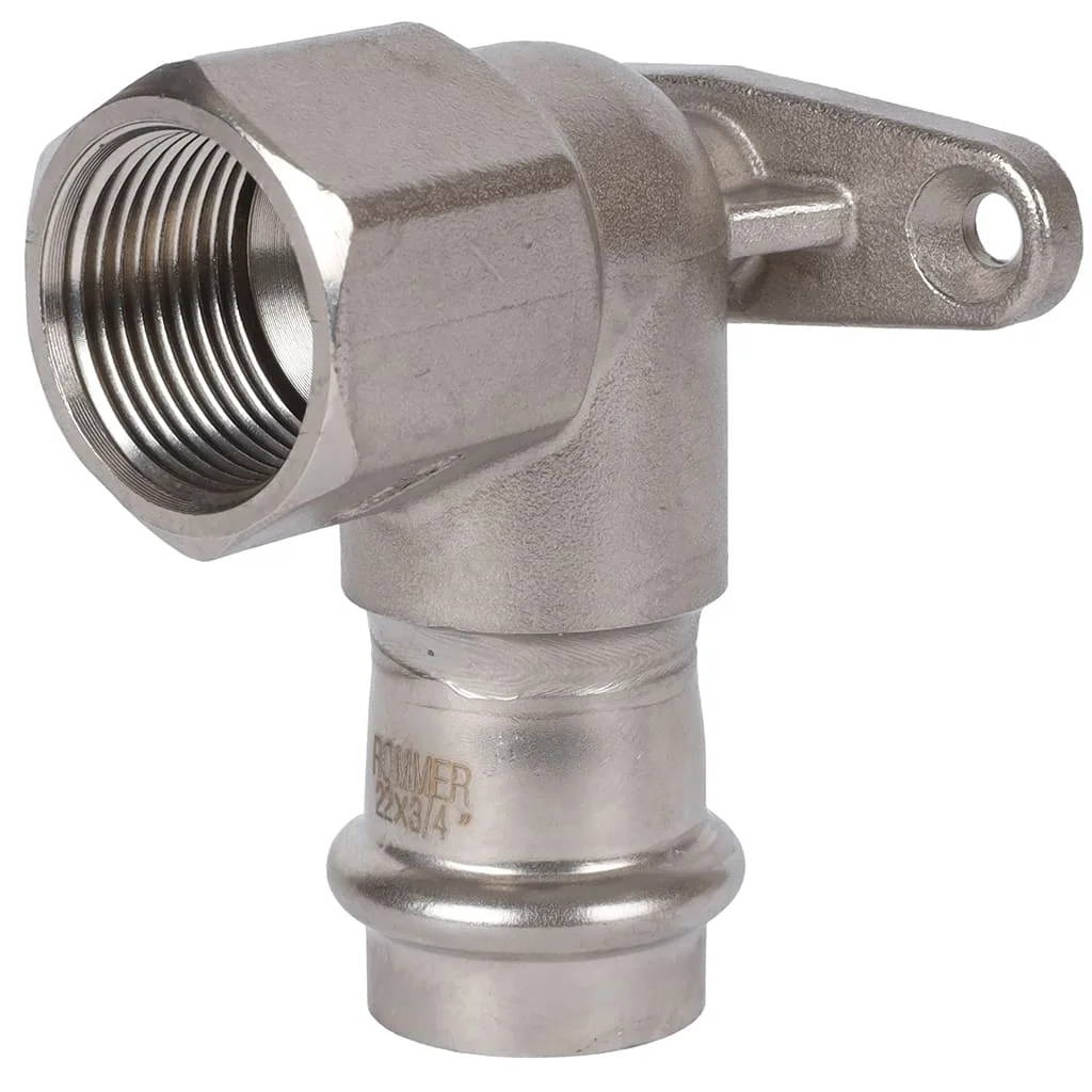 ROMMER RSS-0011-002234 ROMMER Угольник настенный с креплением-ВР, 22х3/4, из нержавеющей стали прессовой ROMMER RSS-0011-002234 ROMMER Угольник настенный с креплением-ВР, 22х3/4, из нержавеющей стали прессовой