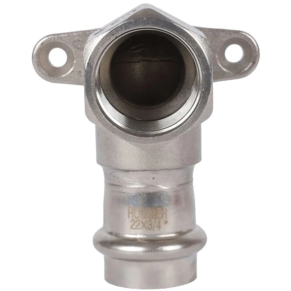 ROMMER RSS-0011-002234 ROMMER Угольник настенный с креплением-ВР, 22х3/4, из нержавеющей стали прессовой ROMMER RSS-0011-002234 ROMMER Угольник настенный с креплением-ВР, 22х3/4, из нержавеющей стали прессовой