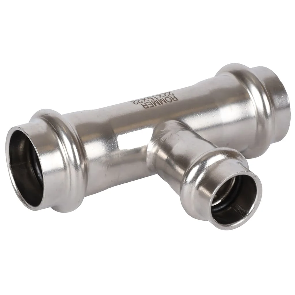 ROMMER RSS-0014-221522 Тройник переходной, 22х15х22, из нержавеющей стали прессовой ROMMER RSS-0014-221522 Тройник переходной, 22х15х22, из нержавеющей стали прессовой