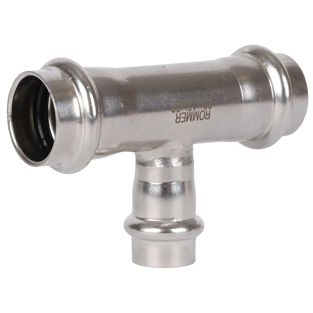 ROMMER RSS-0014-221522 Тройник переходной, 22х15х22, из нержавеющей стали прессовой ROMMER RSS-0014-221522 Тройник переходной, 22х15х22, из нержавеющей стали прессовой