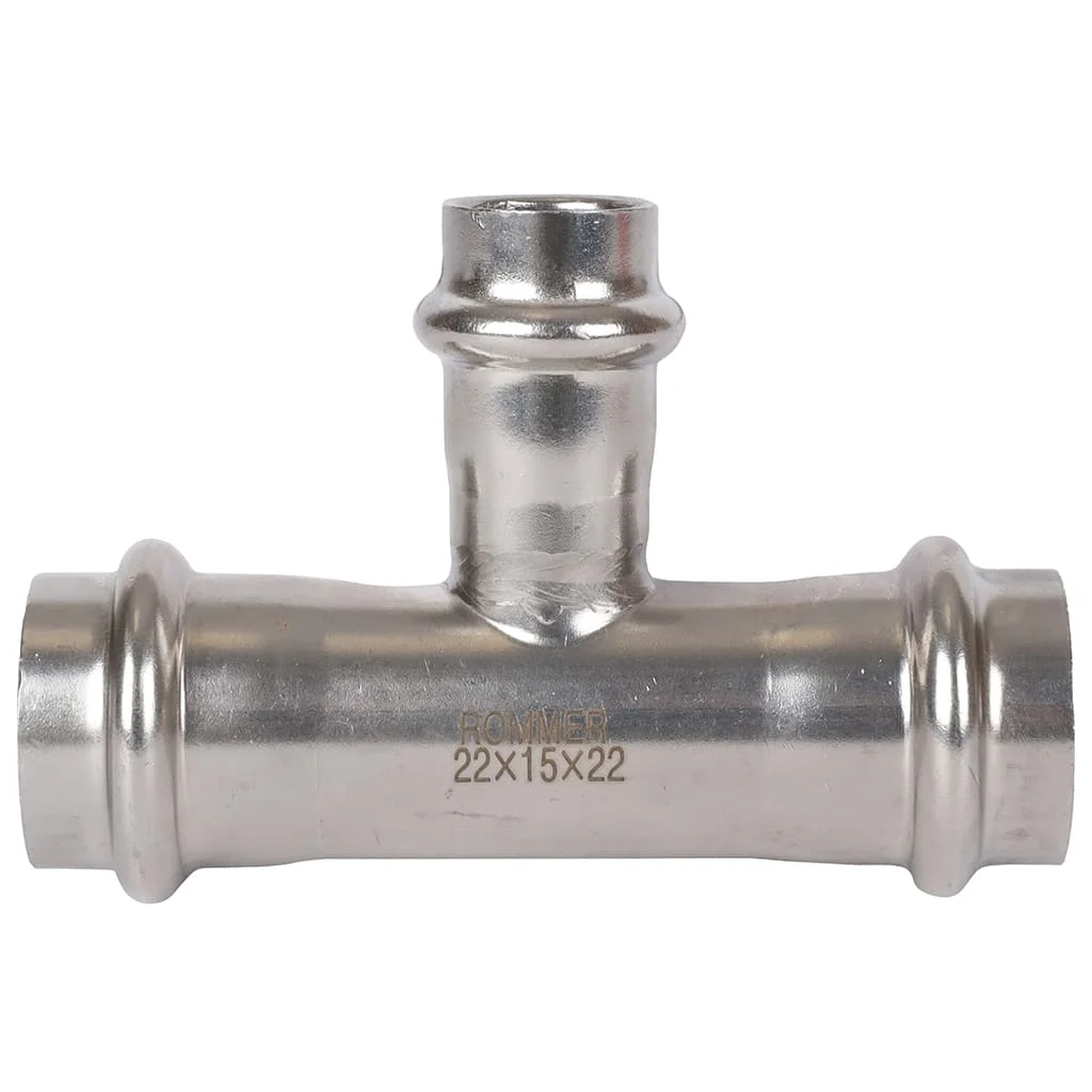 ROMMER RSS-0014-221522 Тройник переходной, 22х15х22, из нержавеющей стали прессовой ROMMER RSS-0014-221522 Тройник переходной, 22х15х22, из нержавеющей стали прессовой