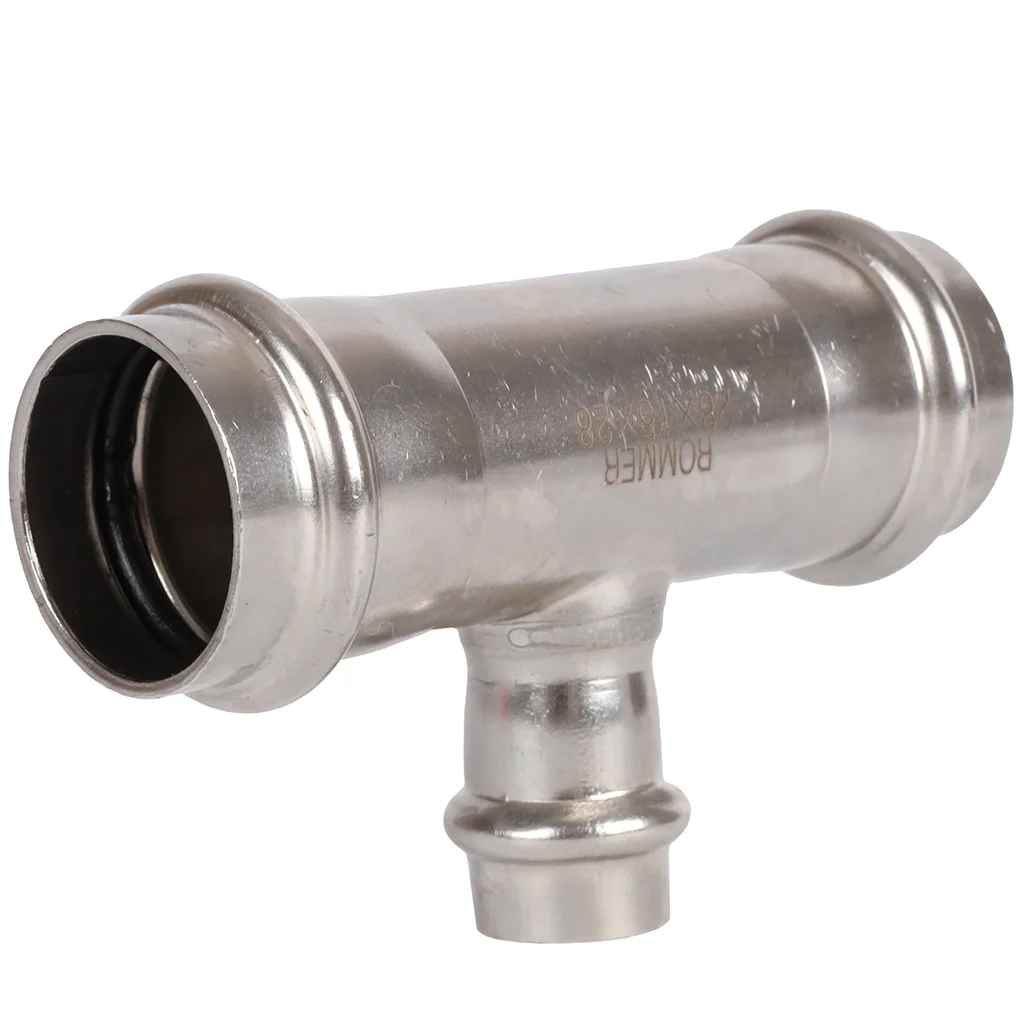 ROMMER RSS-0014-281528 Тройник переходной, 28х15х28, из нержавеющей стали прессовой ROMMER RSS-0014-281528 Тройник переходной, 28х15х28, из нержавеющей стали прессовой