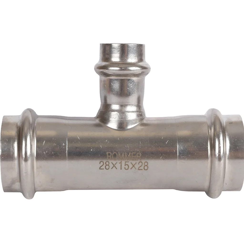 ROMMER RSS-0014-281528 Тройник переходной, 28х15х28, из нержавеющей стали прессовой ROMMER RSS-0014-281528 Тройник переходной, 28х15х28, из нержавеющей стали прессовой
