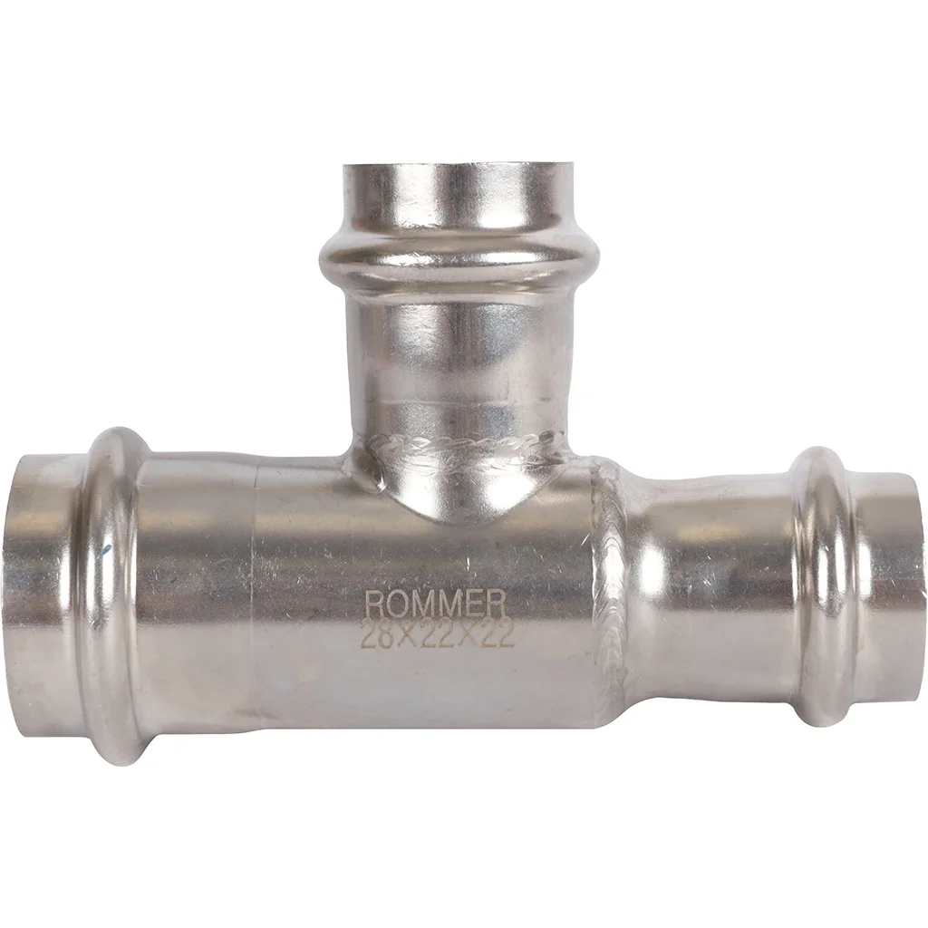 ROMMER RSS-0014-282222 Тройник переходной, 28х22х22, из нержавеющей стали прессовой ROMMER RSS-0014-282222 Тройник переходной, 28х22х22, из нержавеющей стали прессовой