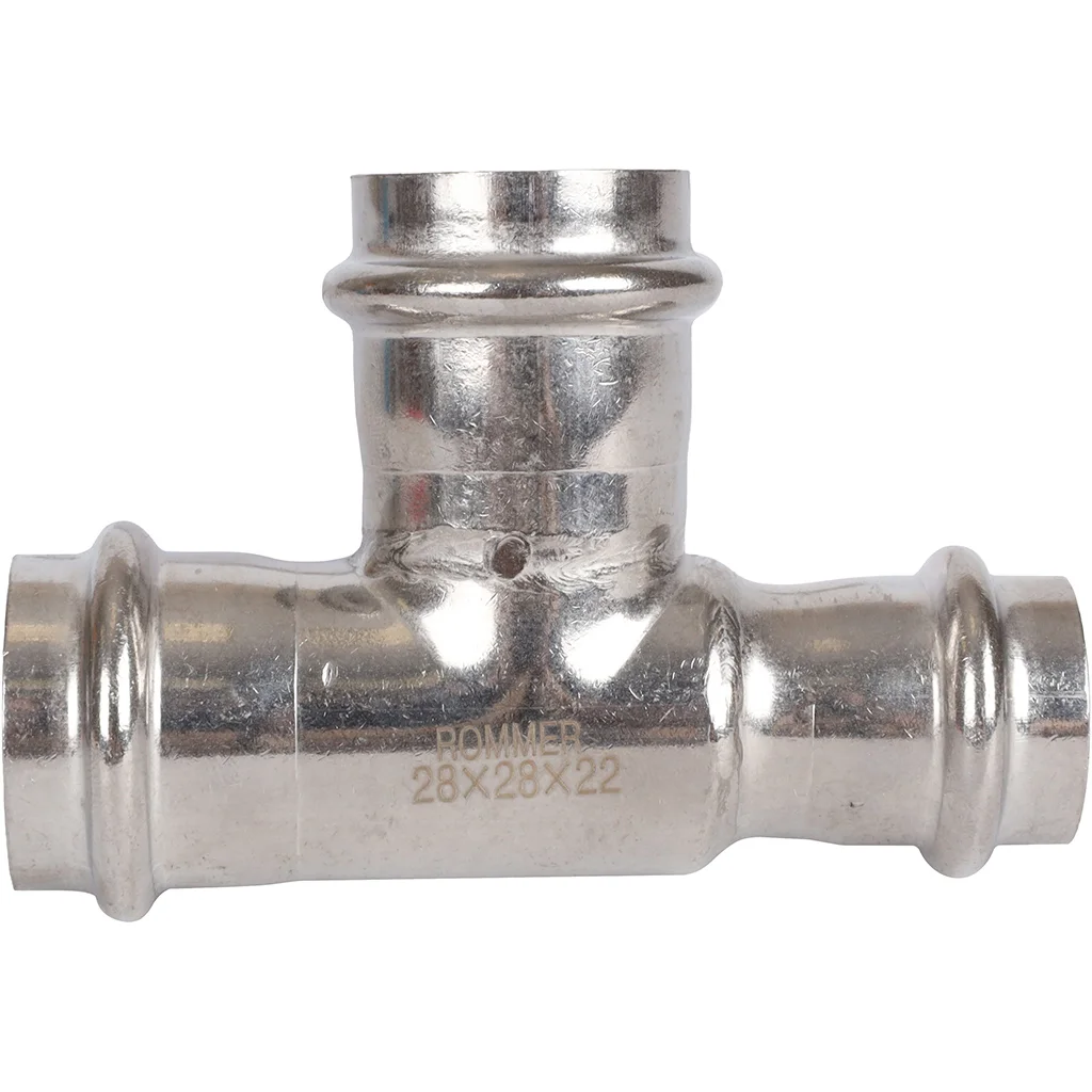 ROMMER RSS-0014-282822 Тройник переходной, 28х28х22, из нержавеющей стали прессовой ROMMER RSS-0014-282822 Тройник переходной, 28х28х22, из нержавеющей стали прессовой