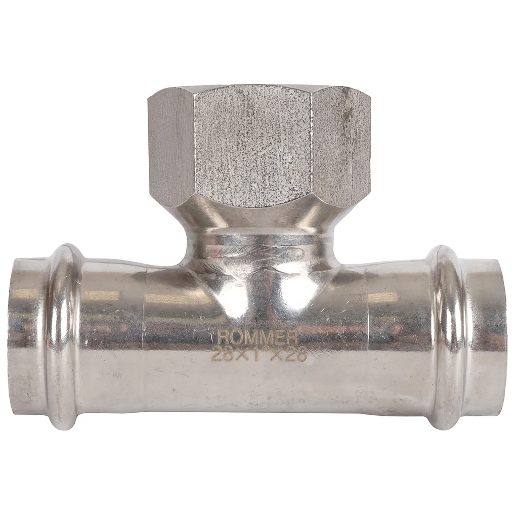 ROMMER RSS-0015-000281 ROMMER Тройник-переходник-ВР, 28х1, из нержавеющей стали прессовой ROMMER RSS-0015-000281 ROMMER Тройник-переходник-ВР, 28х1, из нержавеющей стали прессовой