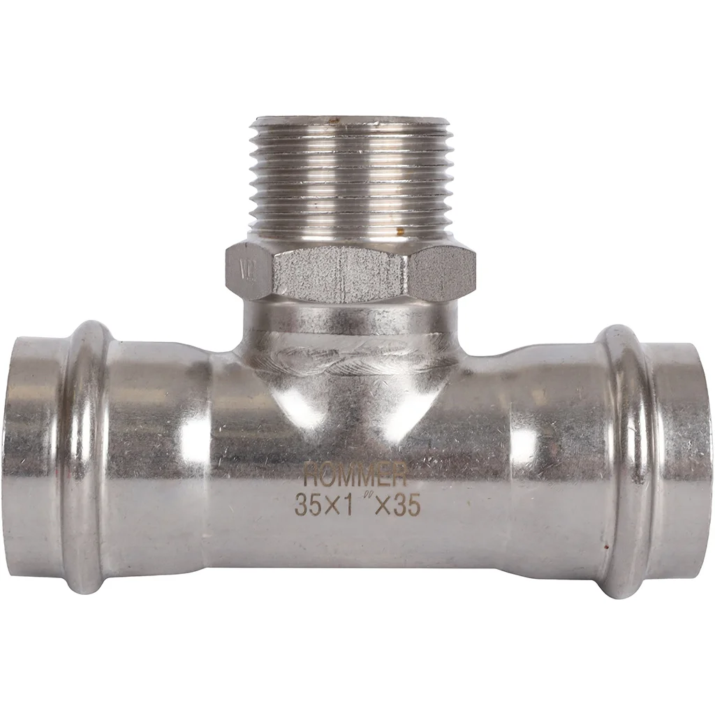 ROMMER RSS-0016-000351 ROMMER Тройник-переходник-НР, 35х1, из нержавеющей стали прессовой ROMMER RSS-0016-000351 ROMMER Тройник-переходник-НР, 35х1, из нержавеющей стали прессовой