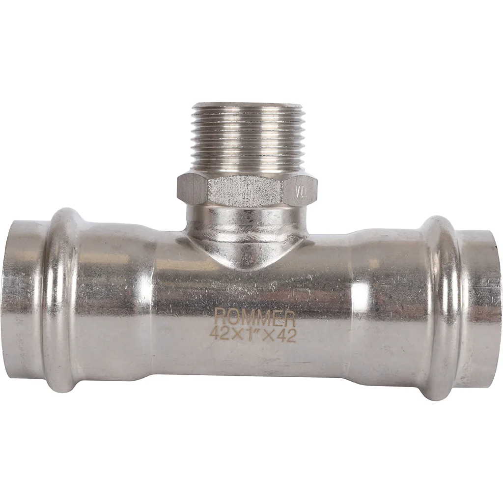 ROMMER RSS-0016-000421 ROMMER Тройник-переходник-НР, 42х1, из нержавеющей стали прессовой ROMMER RSS-0016-000421 ROMMER Тройник-переходник-НР, 42х1, из нержавеющей стали прессовой