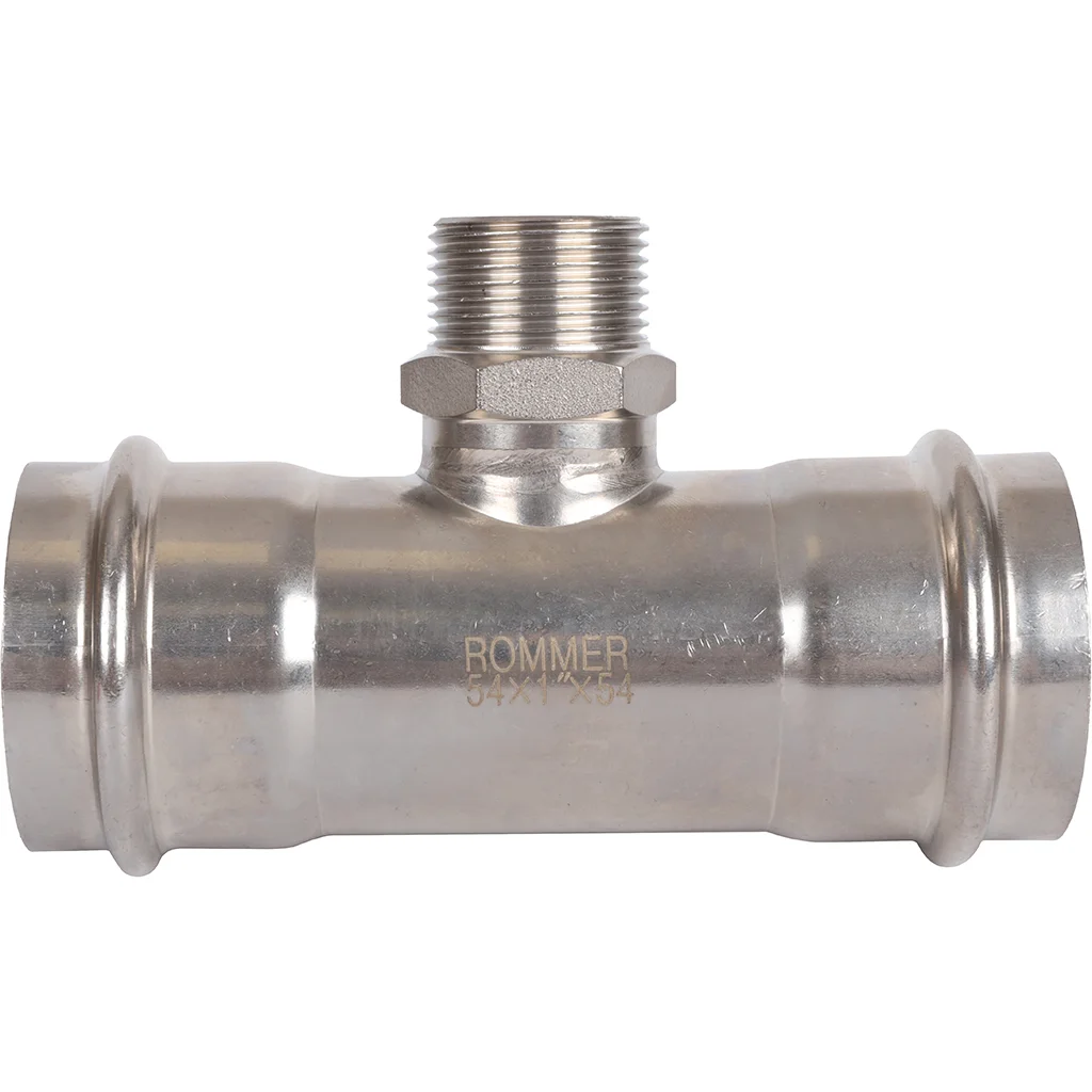 ROMMER RSS-0016-000541 ROMMER Тройник-переходник-НР, 54х1, из нержавеющей стали прессовой ROMMER RSS-0016-000541 ROMMER Тройник-переходник-НР, 54х1, из нержавеющей стали прессовой