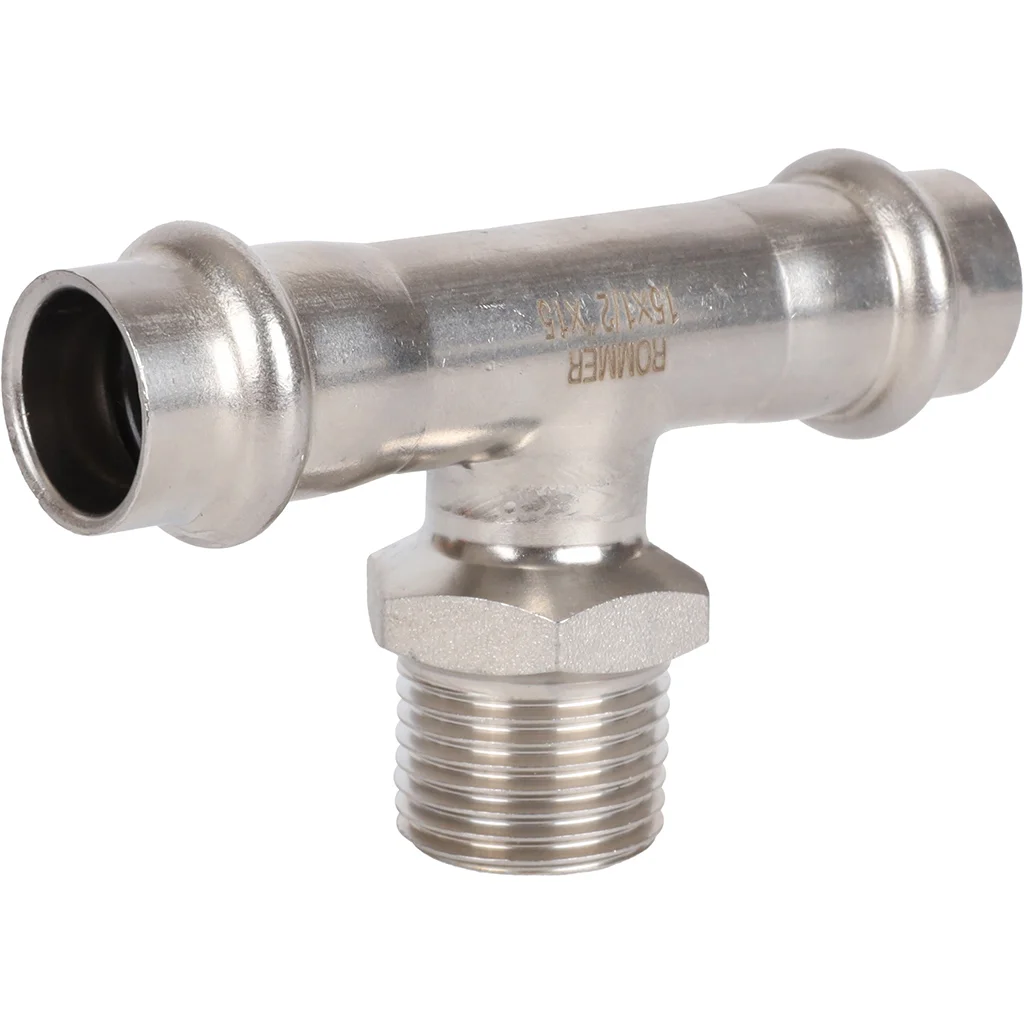 ROMMER RSS-0016-001512 ROMMER Тройник-переходник-НР, 15х1/2, из нержавеющей стали прессовой ROMMER RSS-0016-001512 ROMMER Тройник-переходник-НР, 15х1/2, из нержавеющей стали прессовой