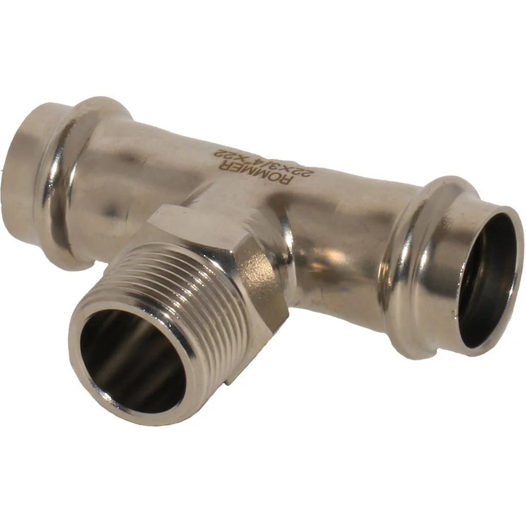 ROMMER RSS-0016-002234 ROMMER Тройник-переходник-НР, 22х3/4, из нержавеющей стали прессовой