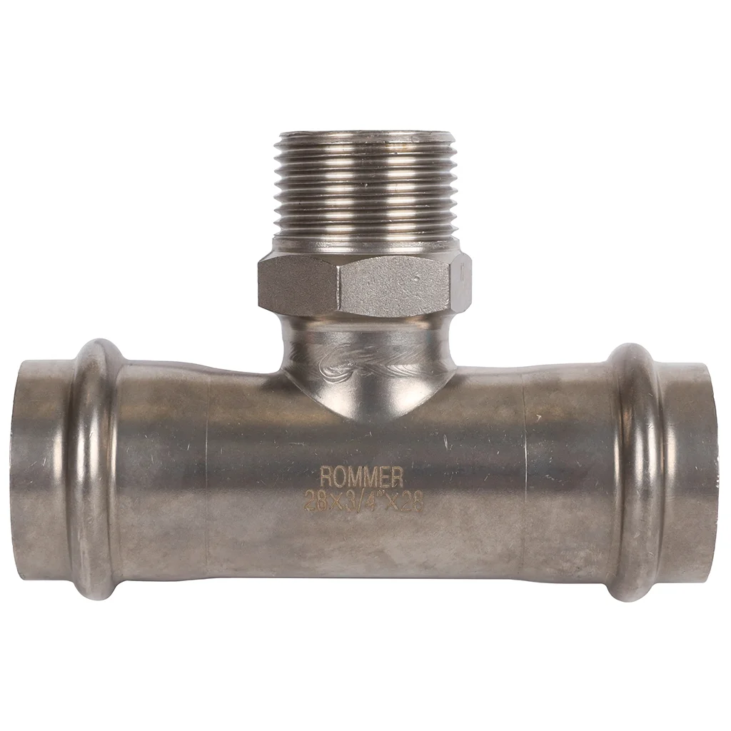 ROMMER RSS-0016-002834 ROMMER Тройник-переходник-НР, 28х3/4, из нержавеющей стали прессовой ROMMER RSS-0016-002834 ROMMER Тройник-переходник-НР, 28х3/4, из нержавеющей стали прессовой