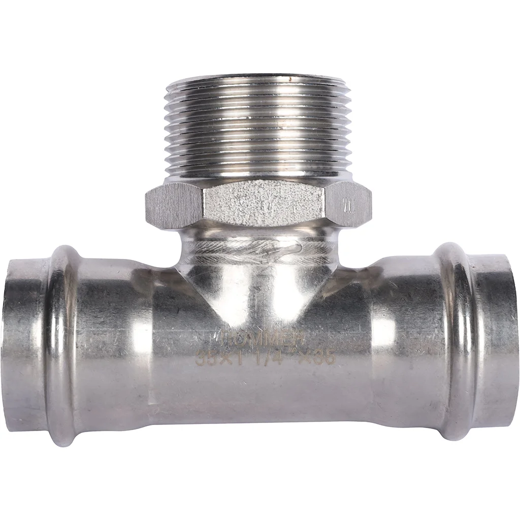 ROMMER RSS-0016-035114 ROMMER Тройник-переходник-НР, 35х1 1/4, из нержавеющей стали прессовой ROMMER RSS-0016-035114 ROMMER Тройник-переходник-НР, 35х1 1/4, из нержавеющей стали прессовой