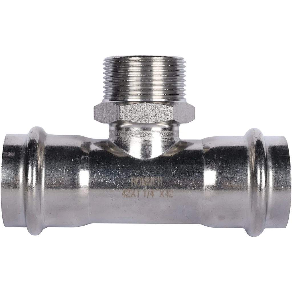 ROMMER RSS-0016-042114 ROMMER Тройник-переходник-НР, 42х1 1/4, из нержавеющей стали прессовой ROMMER RSS-0016-042114 ROMMER Тройник-переходник-НР, 42х1 1/4, из нержавеющей стали прессовой