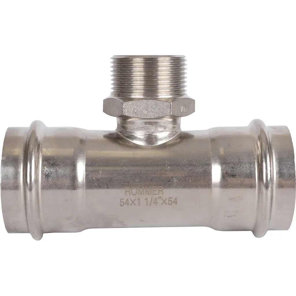 ROMMER RSS-0016-054114 ROMMER Тройник-переходник-НР, 54х1 1/4, из нержавеющей стали прессовой ROMMER RSS-0016-054114 ROMMER Тройник-переходник-НР, 54х1 1/4, из нержавеющей стали прессовой
