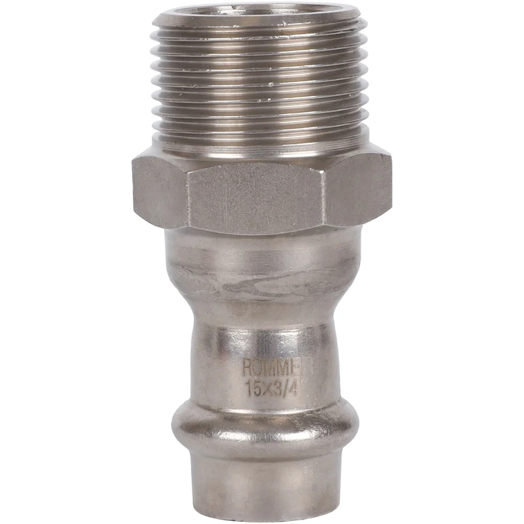 ROMMER RSS-0021-001534 ROMMER Переходник-НР, 15х3/4, из нержавеющей стали прессовой ROMMER RSS-0021-001534 ROMMER Переходник-НР, 15х3/4, из нержавеющей стали прессовой