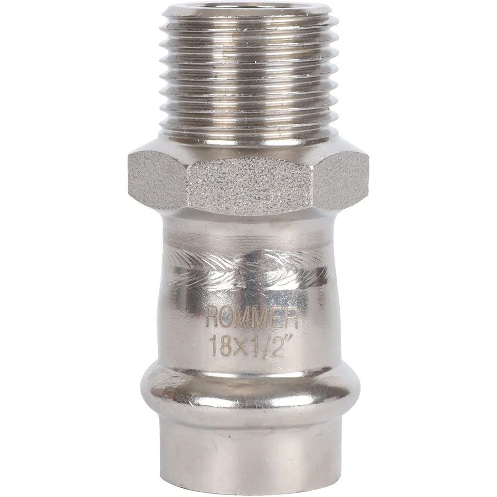 ROMMER RSS-0021-001812 ROMMER Переходник-НР, 18х1/2, из нержавеющей стали прессовой ROMMER RSS-0021-001812 ROMMER Переходник-НР, 18х1/2, из нержавеющей стали прессовой