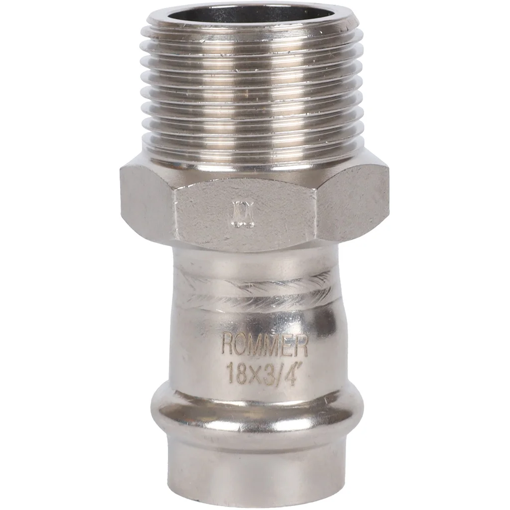 ROMMER RSS-0021-001834 ROMMER Переходник-НР, 18х3/4, из нержавеющей стали прессовой ROMMER RSS-0021-001834 ROMMER Переходник-НР, 18х3/4, из нержавеющей стали прессовой