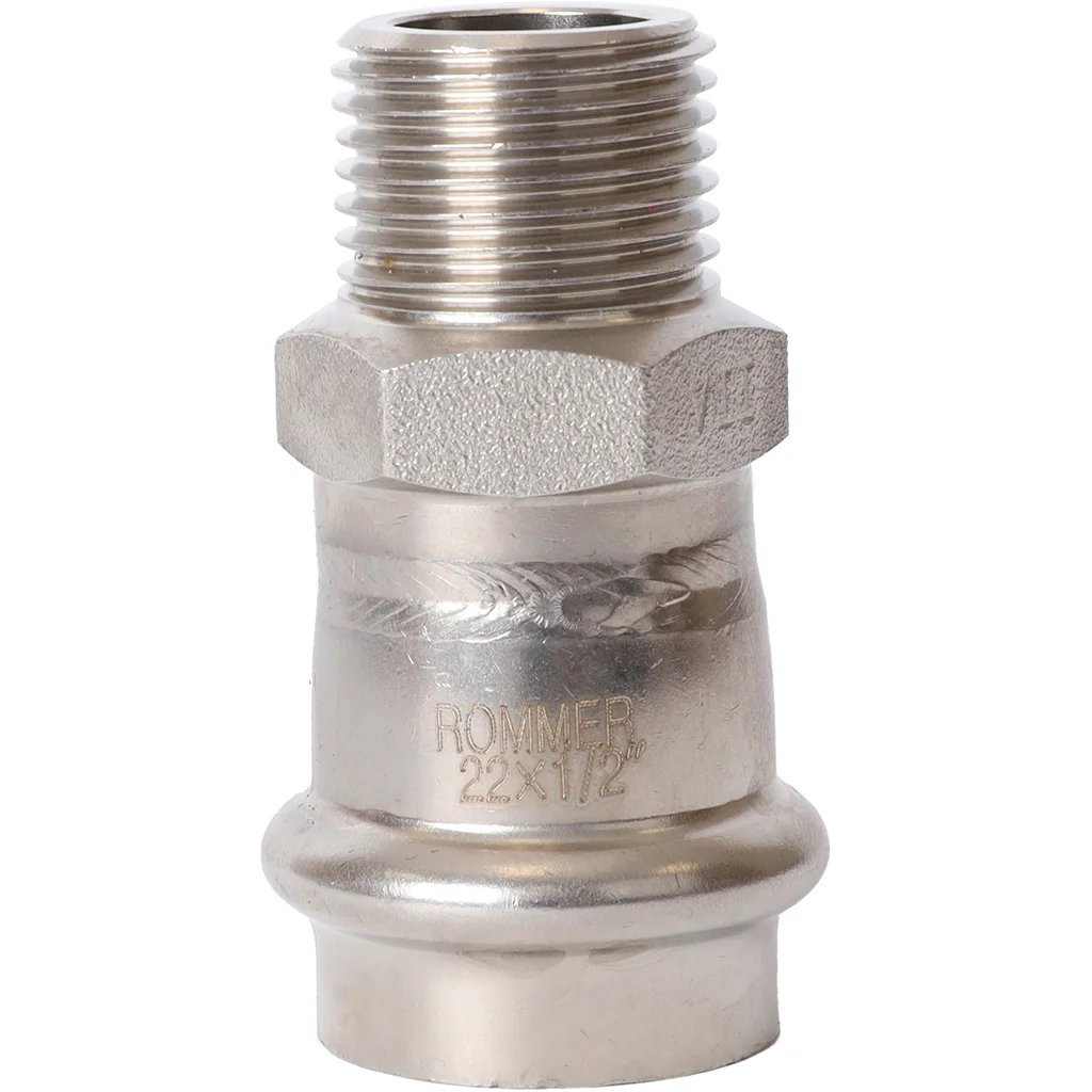 ROMMER RSS-0021-002212 ROMMER Переходник-НР, 22х1/2, из нержавеющей стали прессовой ROMMER RSS-0021-002212 ROMMER Переходник-НР, 22х1/2, из нержавеющей стали прессовой