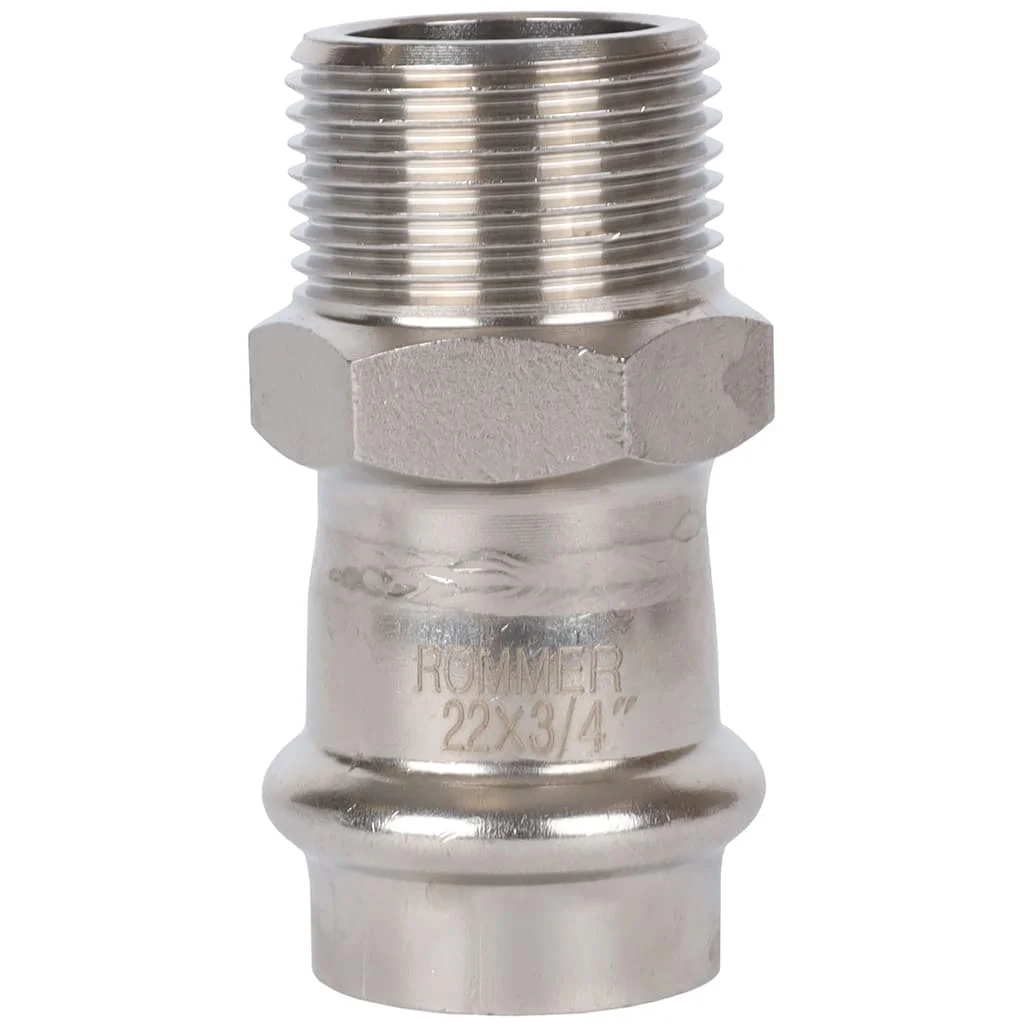 ROMMER RSS-0021-002234 ROMMER Переходник-НР, 22х3/4, из нержавеющей стали прессовой ROMMER RSS-0021-002234 ROMMER Переходник-НР, 22х3/4, из нержавеющей стали прессовой