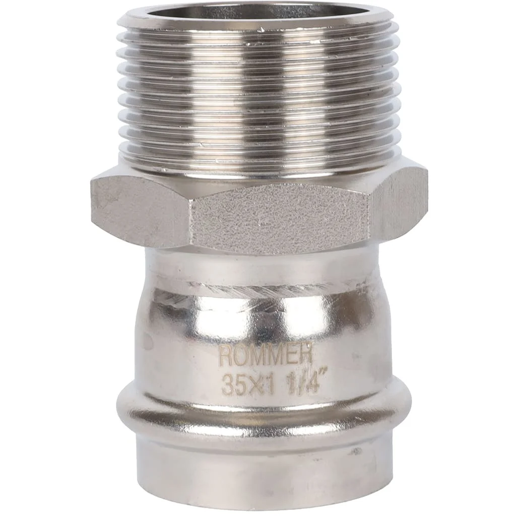 ROMMER RSS-0021-035114 ROMMER Переходник-НР, 35х1 1/4, из нержавеющей стали прессовой ROMMER RSS-0021-035114 ROMMER Переходник-НР, 35х1 1/4, из нержавеющей стали прессовой