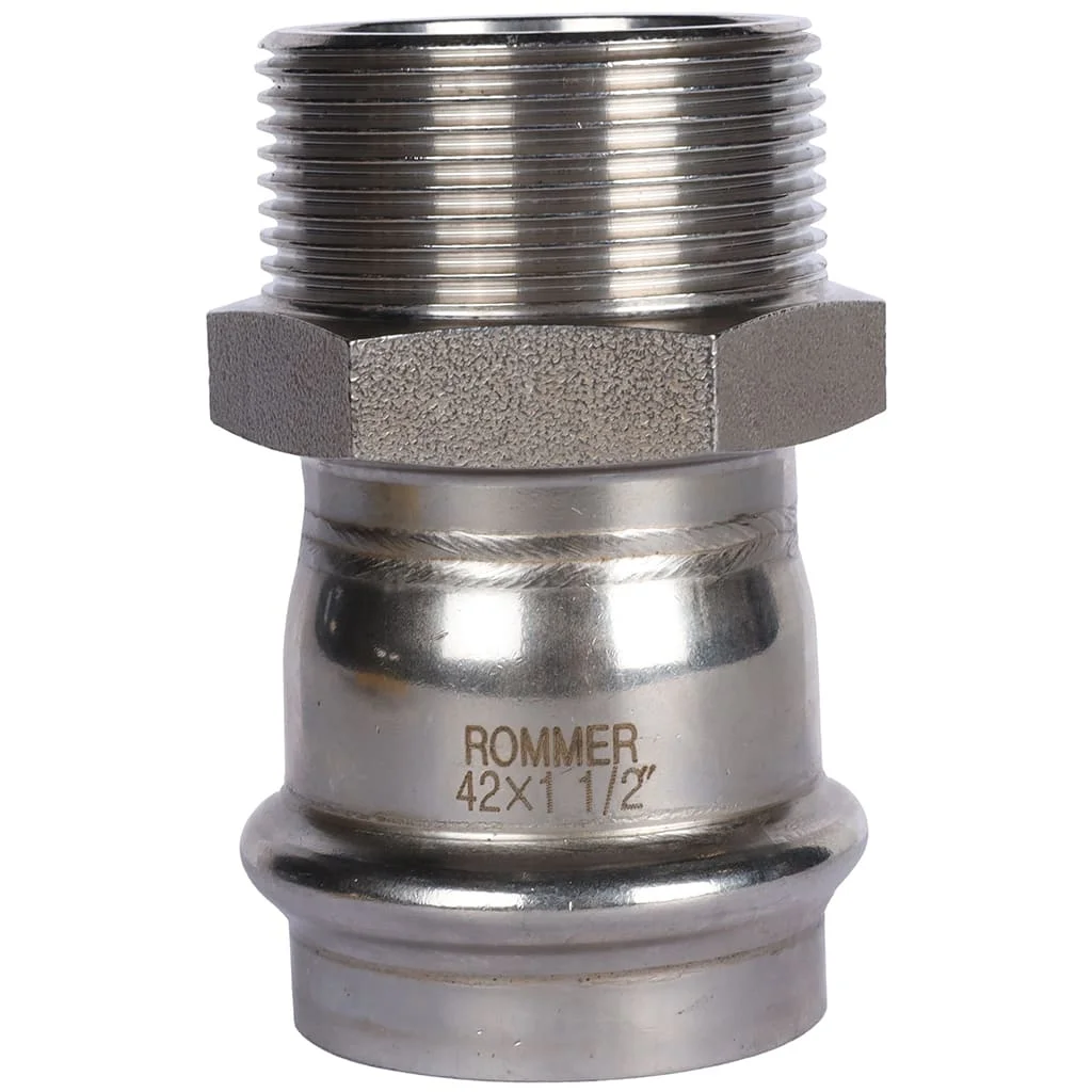 ROMMER RSS-0021-042112 ROMMER Переходник-НР, 42х1 1/2, из нержавеющей стали прессовой ROMMER RSS-0021-042112 ROMMER Переходник-НР, 42х1 1/2, из нержавеющей стали прессовой
