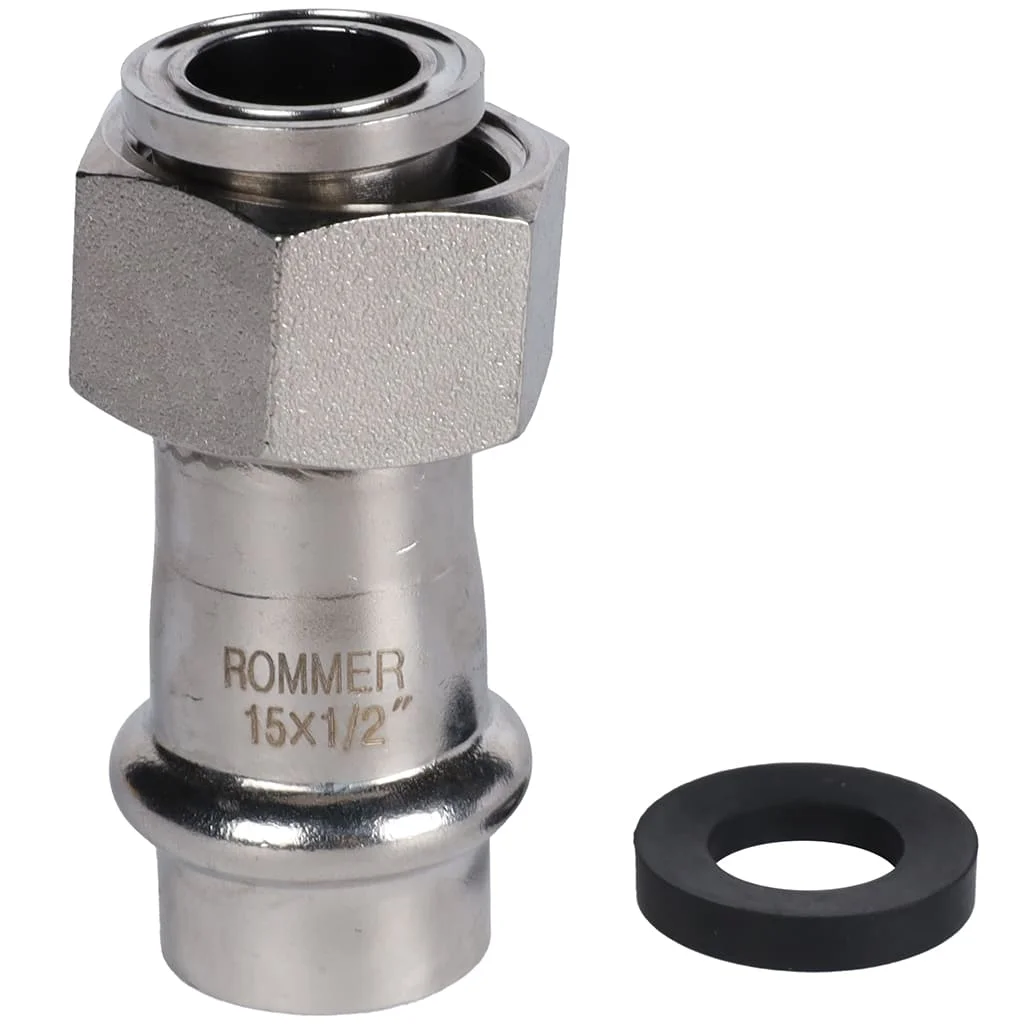 ROMMER RSS-0026-001512 ROMMER Переходник с накидной гайкой-ВР, 15х1/2, из нержавеющей стали прессовой ROMMER RSS-0026-001512 ROMMER Переходник с накидной гайкой-ВР, 15х1/2, из нержавеющей стали прессовой