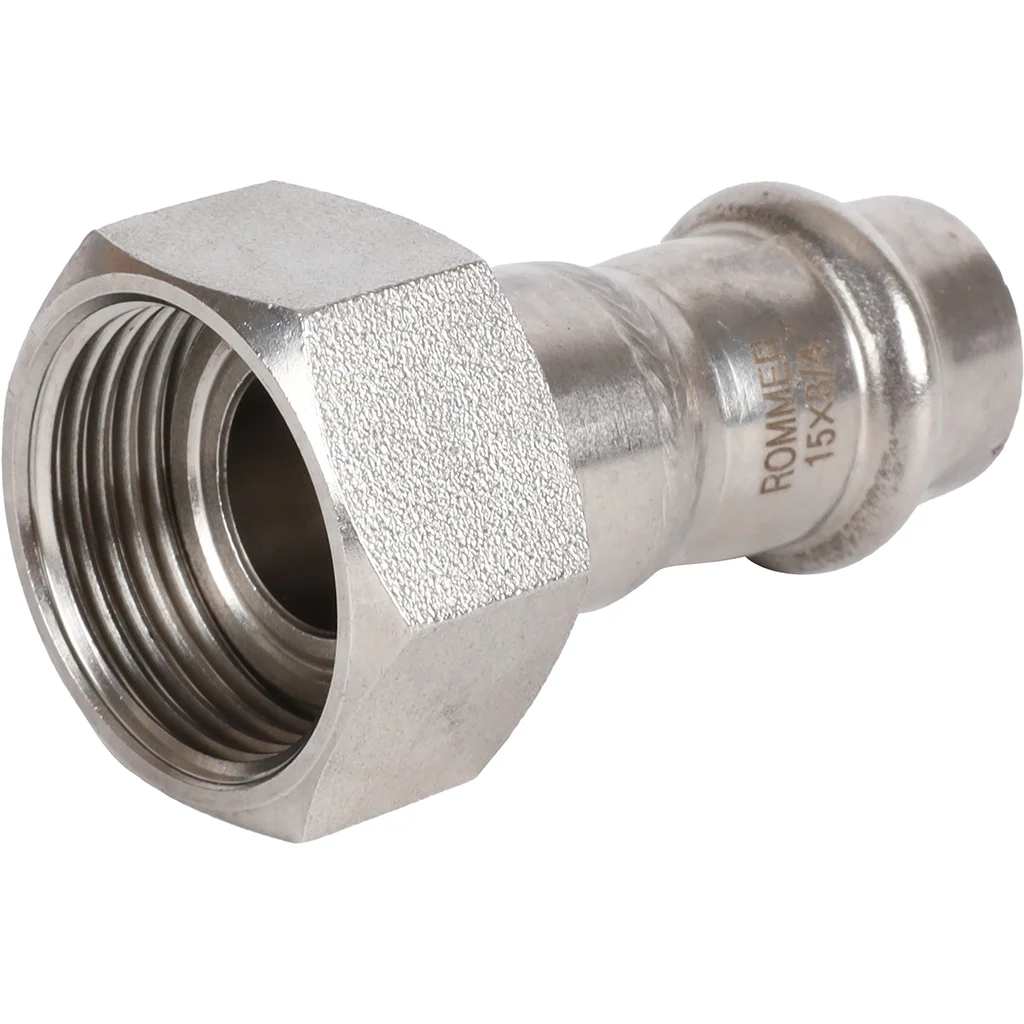 ROMMER RSS-0026-001534 ROMMER Переходник с накидной гайкой-ВР, 15х3/4, из нержавеющей стали прессовой ROMMER RSS-0026-001534 ROMMER Переходник с накидной гайкой-ВР, 15х3/4, из нержавеющей стали прессовой