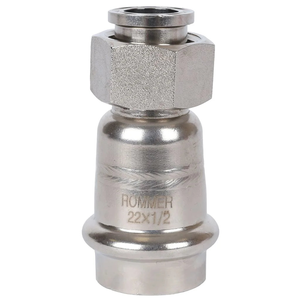 ROMMER RSS-0026-002212 ROMMER Переходник с накидной гайкой-ВР, 22х1/2, из нержавеющей стали прессовой ROMMER RSS-0026-002212 ROMMER Переходник с накидной гайкой-ВР, 22х1/2, из нержавеющей стали прессовой