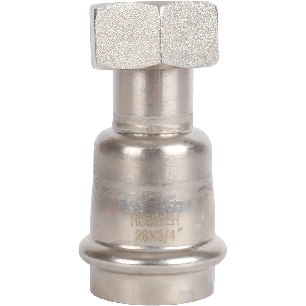 ROMMER RSS-0026-002834 ROMMER Переходник с накидной гайкой-ВР, 28х3/4, из нержавеющей стали прессовой ROMMER RSS-0026-002834 ROMMER Переходник с накидной гайкой-ВР, 28х3/4, из нержавеющей стали прессовой