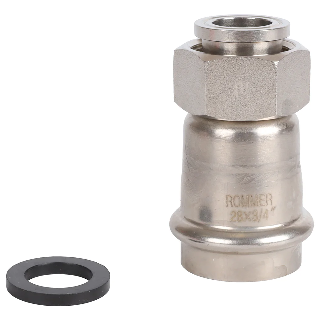 ROMMER RSS-0026-002834 ROMMER Переходник с накидной гайкой-ВР, 28х3/4, из нержавеющей стали прессовой ROMMER RSS-0026-002834 ROMMER Переходник с накидной гайкой-ВР, 28х3/4, из нержавеющей стали прессовой