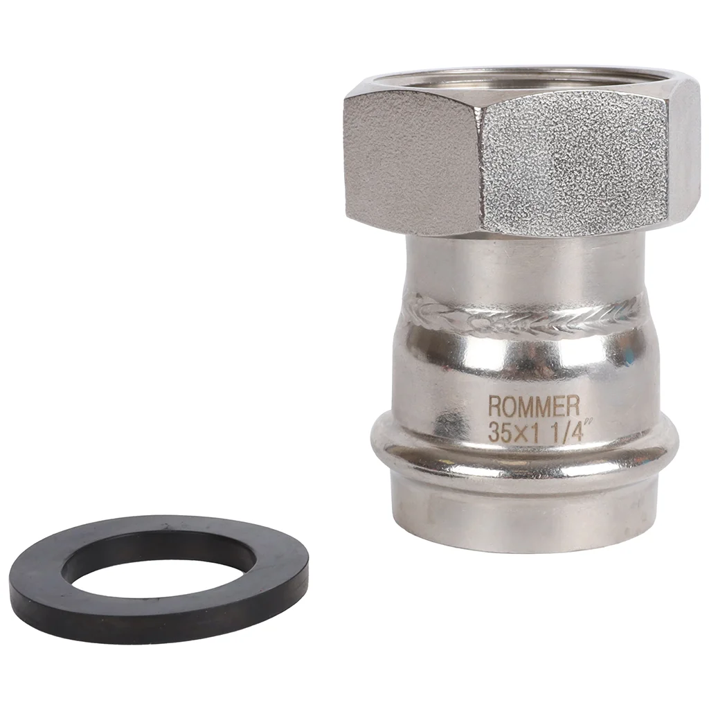 ROMMER RSS-0026-035114 ROMMER Переходник с накидной гайкой-ВР, 35х1 1/4, из нержавеющей стали прессовой ROMMER RSS-0026-035114 ROMMER Переходник с накидной гайкой-ВР, 35х1 1/4, из нержавеющей стали прессовой