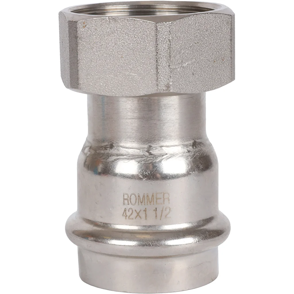 ROMMER RSS-0026-042112 ROMMER Переходник с накидной гайкой-ВР, 42х1 1/2, из нержавеющей стали прессовой ROMMER RSS-0026-042112 ROMMER Переходник с накидной гайкой-ВР, 42х1 1/2, из нержавеющей стали прессовой