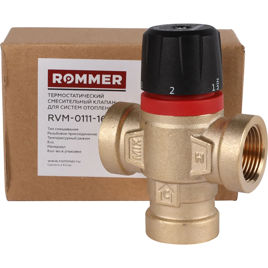 ROMMER RVM-0111-164320 Термостатический смесительный клапан для систем отопления и ГВС 3/4 ВР 20-43°С KV 1,6 (боковое смешивание) ROMMER RVM-0111-164320 Термостатический смесительный клапан для систем отопления и ГВС 3/4 ВР 20-43°С KV 1,6 (боковое смешивание)