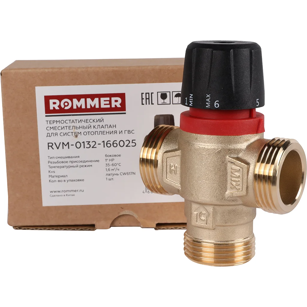 ROMMER RVM-0132-166025 Термостатический смесительный клапан для систем отопления и ГВС 1 НР 35-60°С KV 1,6 (боковое смешивание) ROMMER RVM-0132-166025 Термостатический смесительный клапан для систем отопления и ГВС 1 НР 35-60°С KV 1,6 (боковое смешивание)