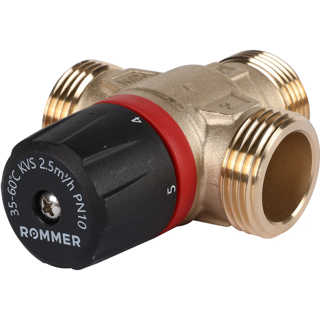 ROMMER RVM-0232-256025 Термостатический смесительный клапан для систем отопления и ГВС 1 НР 35-60°С KV 2,5 (боковое смешивание) ROMMER RVM-0232-256025 Термостатический смесительный клапан для систем отопления и ГВС 1 НР 35-60°С KV 2,5 (боковое смешивание)